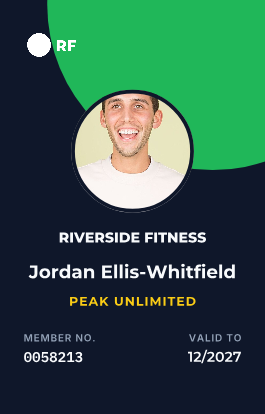 Example membership card, portrait, with fictional details