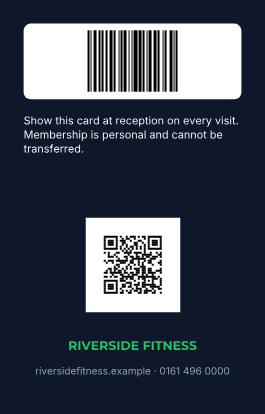 Gym Pulse portrait back with fictional example details