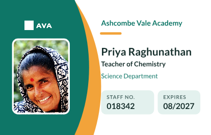 Campus staff ID card, landscape front with example details