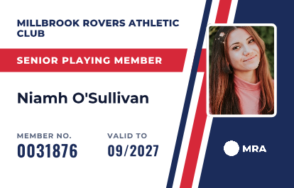 Club Stripe membership card, landscape front with example details